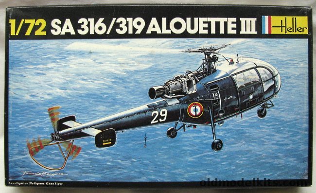 Heller 1/72 SA-316 or SA-319 Alouette III Bagged - French Air Force E.H. 3/67 Parisis / French Navy Carrier Clemenceau, 225 plastic model kit